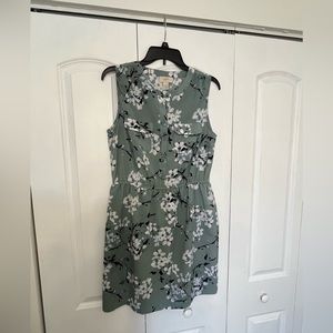 Loft Blue Sleeveless Floral Print Dress | Size M